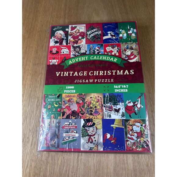 Vintage Christmas Advent Calendar 1000 Piece Jigsaw Puzzle – Sealed Holiday Gift - Picture 1 of 3